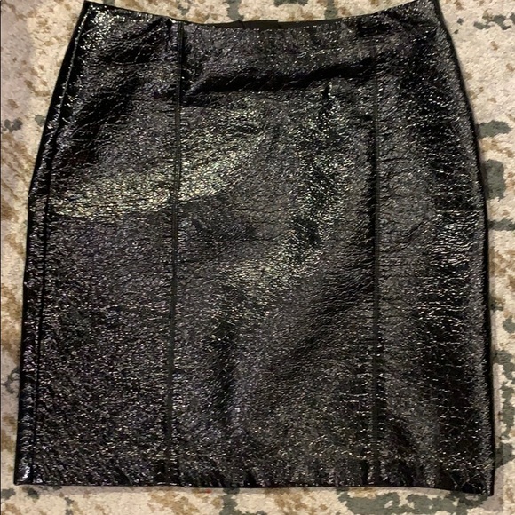 Shiny Black Faux Patent Leather Skirt - Picture 1 of 3